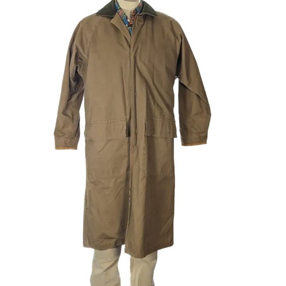 VTG Timberland Khaki Cotton Cotton Canvas Duster Western Coat Jacket Sz S EUC